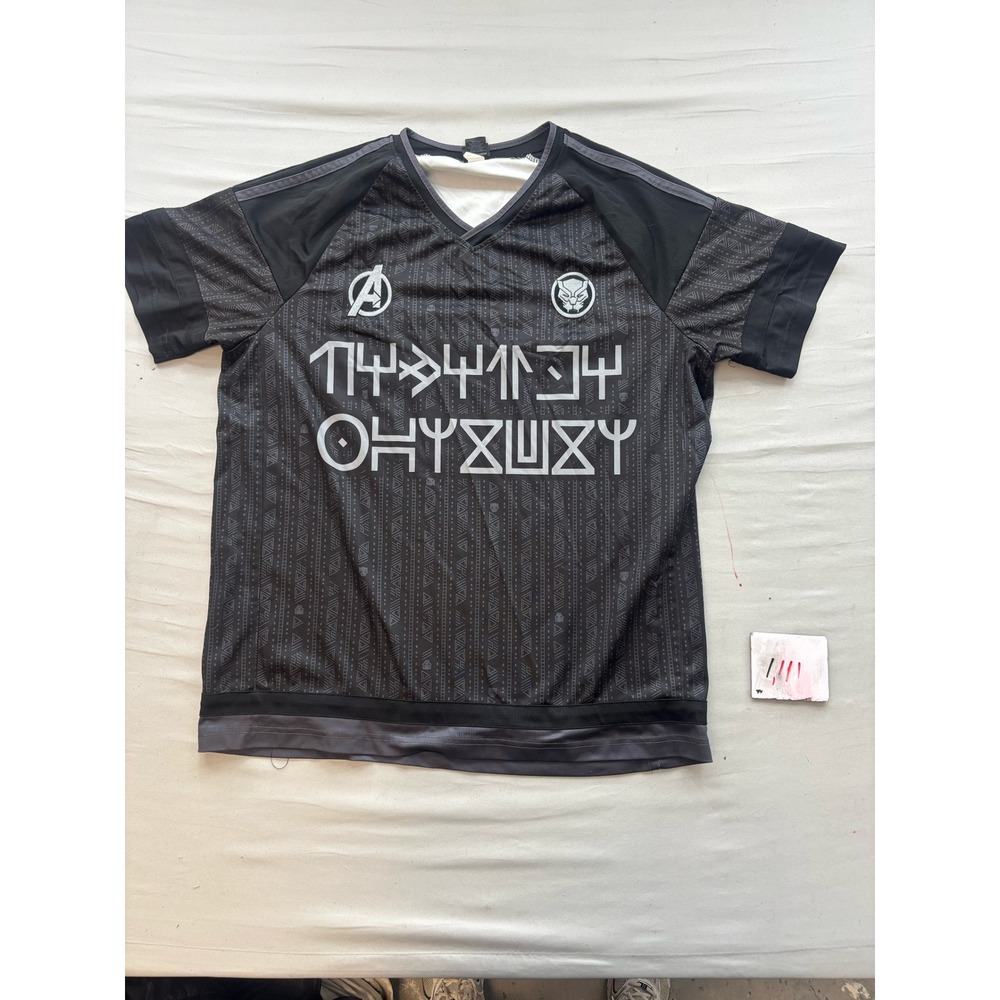 Marvel Our Universe Black Panther T'Challa 66 Jersey Black Grey Wakanda Shirt XL